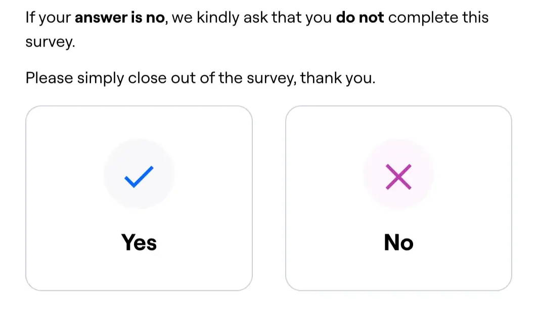 Maze screening question screenshot